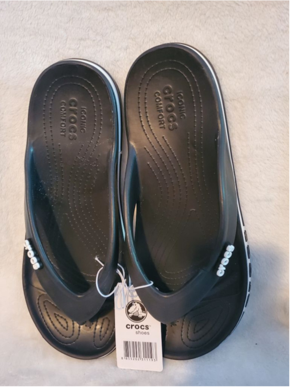 🖤ohhh It's Summer -Time 2 Travel — New Crocs Flip‑Flops (Black/White) men shoes